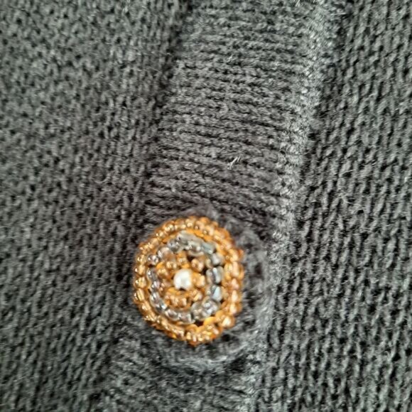 WHITE STAG Vintage Embroidery & Bead Work Christmas Bells Cardigan Sweater Sz XL - Picture 12 of 16